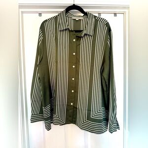 LOFT matching satin shirt and pants set